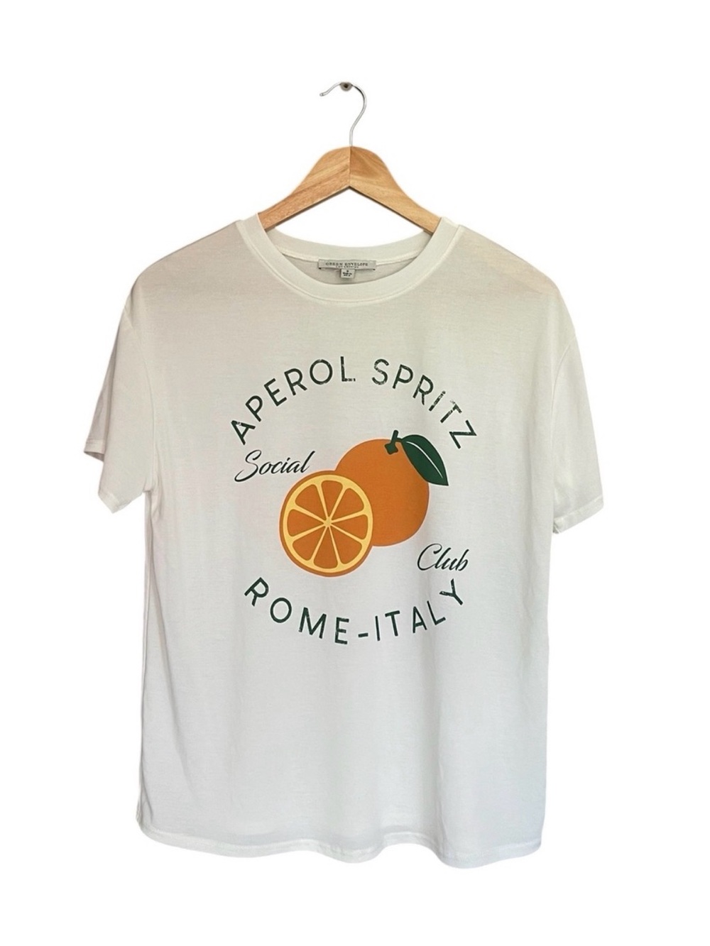 Aperol Spritz Rome-Italy Graphic Tee - White with Orange Print
